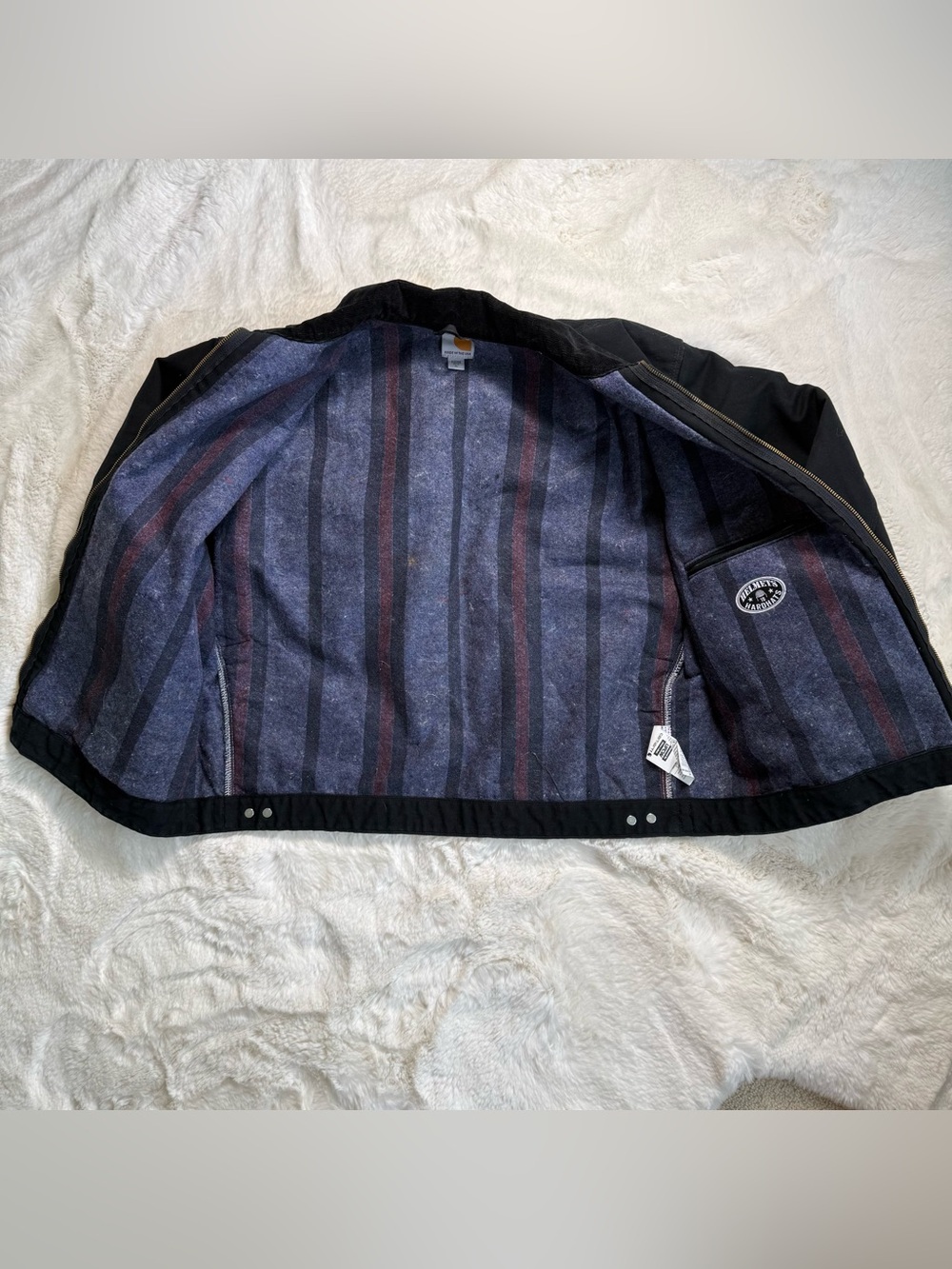Vintage Carhartt J001 BLK Detroit Jacket Blanket Lined USA – Size XL Regular EUC - Picture 6 of 11